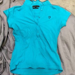 Super bright blue (almost teal) Ben Sherman polo